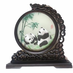 Chinese Shu Embroidery Double-Sided Giant Pandas